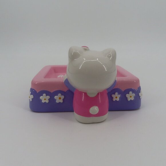 Sanrio Hello Kitty 2000 Y2K Ceramic Soap Dish Pink Purple Daisy Flower Bathroom - Picture 9 of 13